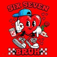 Funny Six Seven Bruh Heart 67 6-7 Valentines Day Santa Hat thumb 1