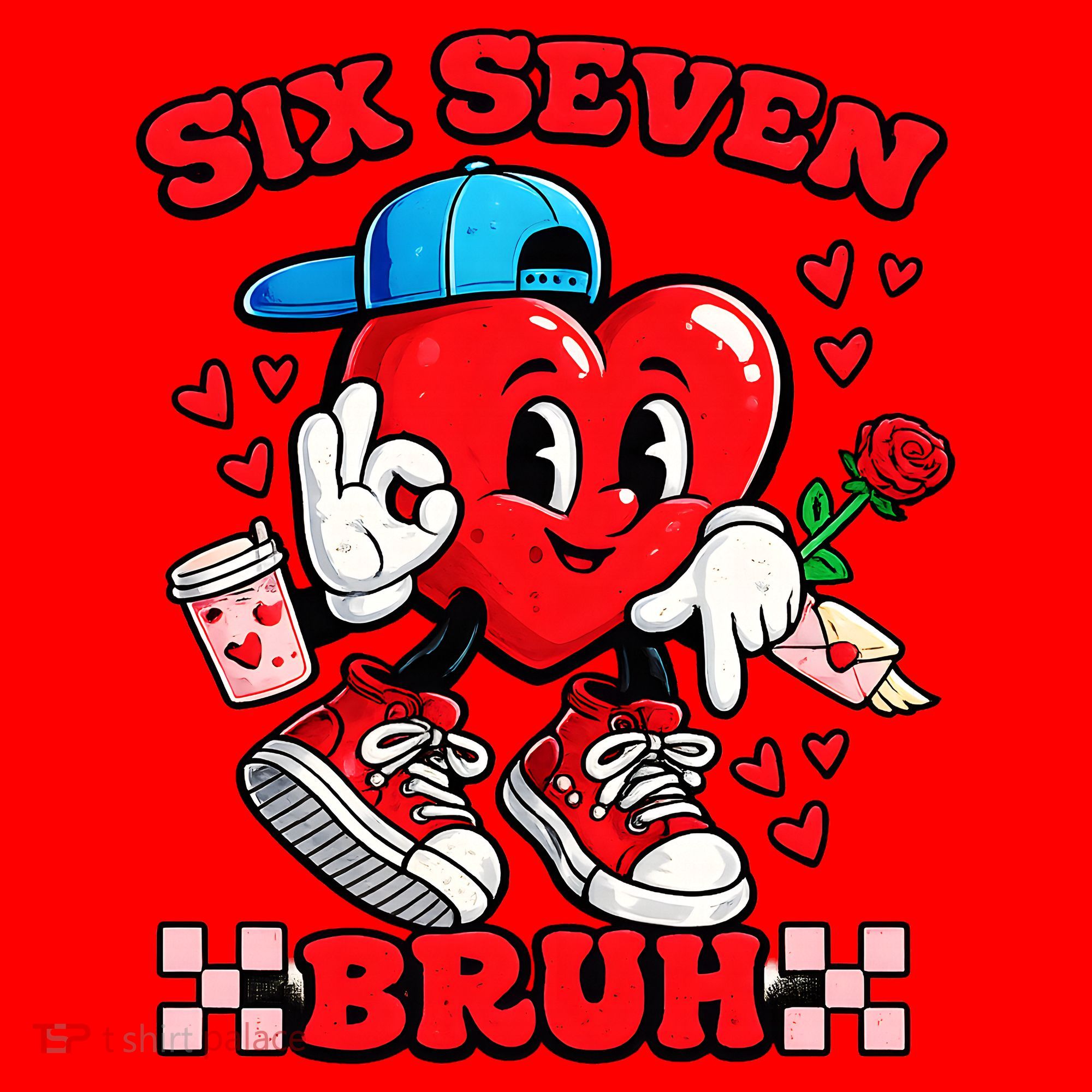 Funny Six Seven Bruh Heart 67 6-7 Valentines Day Santa Hat