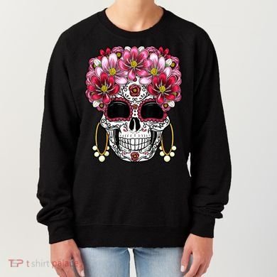 Floral Sugar Skeleton Cool Graphic Skull Women's Sweatshirt