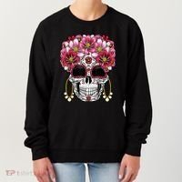 Floral Sugar Skeleton Cool Graphic Skull Women's Sweatshirt thumb 0
