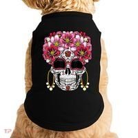 Floral Sugar Skeleton Cool Graphic Skull Doggie Tank thumb 0