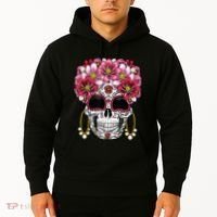 Floral Sugar Skeleton Cool Graphic Skull Hoodie thumb 2