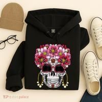 Floral Sugar Skeleton Cool Graphic Skull Hoodie thumb 4
