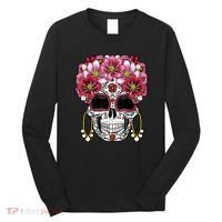 Floral Sugar Skeleton Cool Graphic Skull Long Sleeve Shirt thumb 0