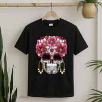 Floral Sugar Skeleton Cool Graphic Skull T-Shirt thumb 2