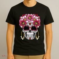 Floral Sugar Skeleton Cool Graphic Skull T-Shirt thumb 3