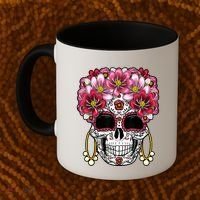 Floral Sugar Skeleton Cool Graphic Skull Coffee Mug thumb 2