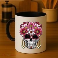 Floral Sugar Skeleton Cool Graphic Skull Coffee Mug thumb 4