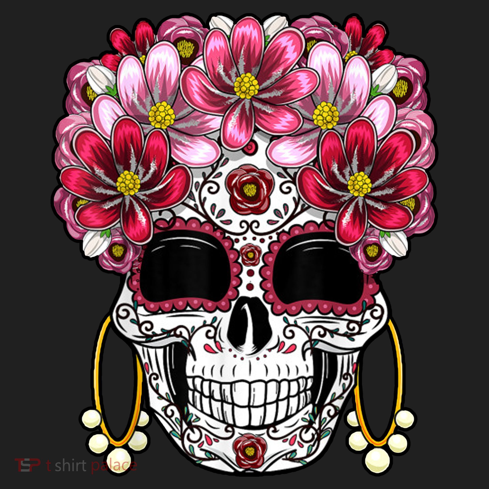 Floral Sugar Skeleton Cool Graphic Skull Beanie