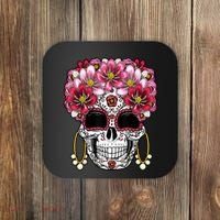 Floral Sugar Skeleton Cool Graphic Skull Coaster thumb 0