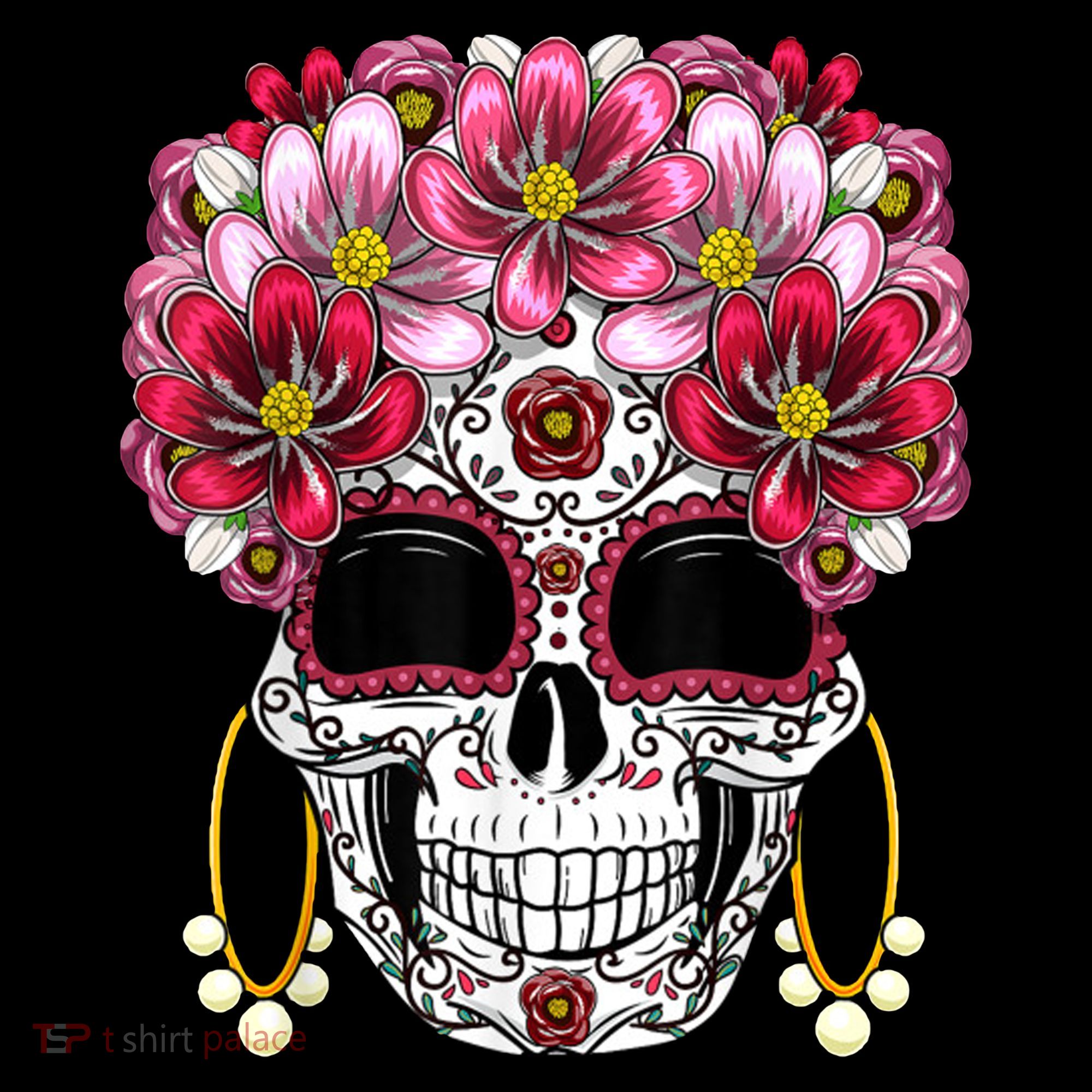 Floral Sugar Skeleton Cool Graphic Skull Coaster