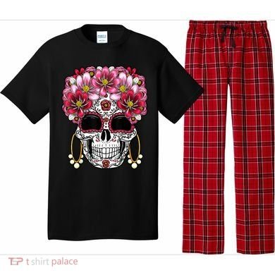 Floral Sugar Skeleton Cool Graphic Skull Pajama Set