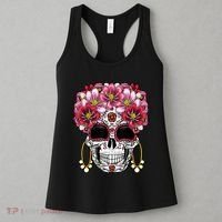 Floral Sugar Skeleton Cool Graphic Skull Women's Tank Top thumb 3
