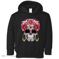 Floral Sugar Skeleton Cool Graphic Skull Toddler Hoodie thumb 0
