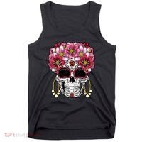 Floral Sugar Skeleton Cool Graphic Skull Tank Top thumb 0