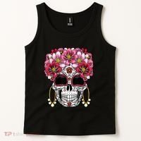 Floral Sugar Skeleton Cool Graphic Skull Tank Top thumb 2