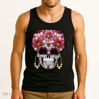 Floral Sugar Skeleton Cool Graphic Skull Tank Top thumb 3