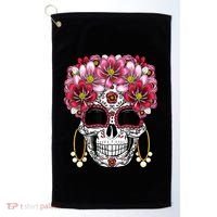 Floral Sugar Skeleton Cool Graphic Skull Golf Towel thumb 0