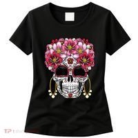 Floral Sugar Skeleton Cool Graphic Skull Women's T-Shirt thumb 0