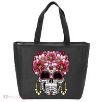 Floral Sugar Skeleton Cool Graphic Skull Tote Bag thumb 0