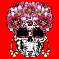 Floral Sugar Skeleton Cool Graphic Skull Santa Hat thumb 1