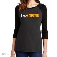 Funny Step Sergeant Women's Tri-Blend 3/4-Sleeve Raglan Shirt thumb 2