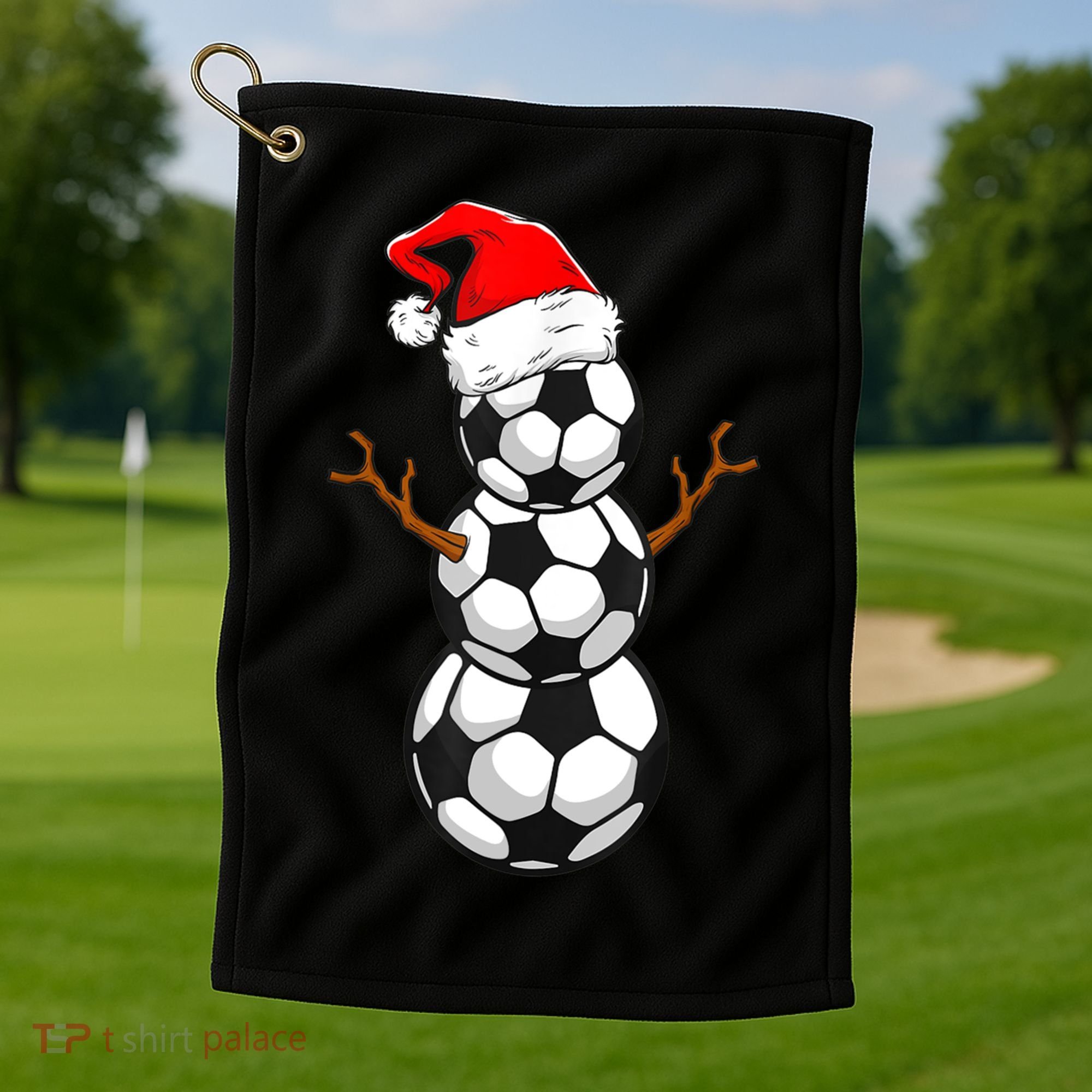 Funny Soccer Snow Boys Soccer Christmas Pajama Xmas Gift Golf Towel