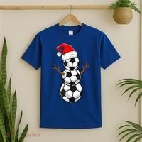 Funny Soccer Snow Boys Soccer Christmas Pajama Xmas Gift T-Shirt thumb 2
