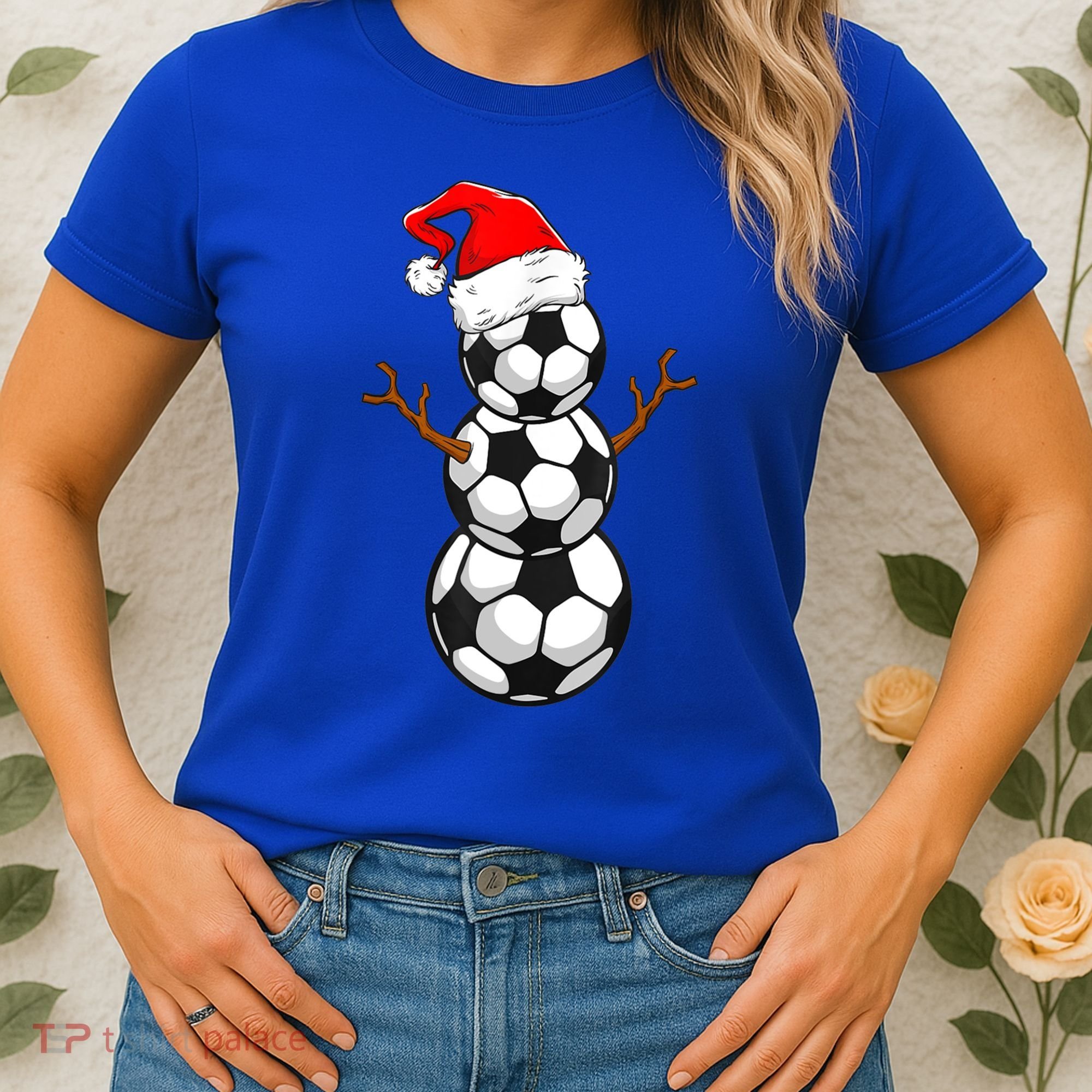 Funny Soccer Snow Boys Soccer Christmas Pajama Xmas Gift Women's T-Shirt