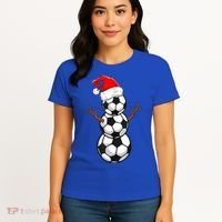 Funny Soccer Snow Boys Soccer Christmas Pajama Xmas Gift Women's T-Shirt thumb 4