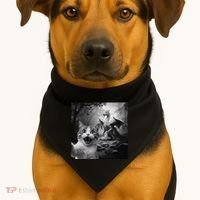 Funny Surprised Scared Cat Selfie With Dragon USA-Made Doggie Bandana thumb 1