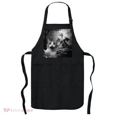 Funny Surprised Scared Cat Selfie With Dragon Apron