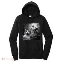 Funny Surprised Scared Cat Selfie With Dragon Women's Hoodie thumb 0