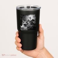 Funny Surprised Scared Cat Selfie With Dragon Tumbler thumb 2
