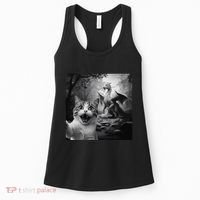 Funny Surprised Scared Cat Selfie With Dragon Women's Tank Top thumb 0