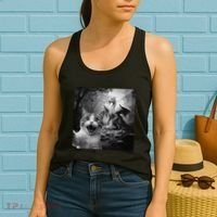 Funny Surprised Scared Cat Selfie With Dragon Women's Tank Top thumb 2