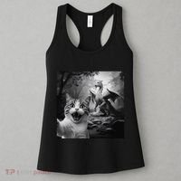 Funny Surprised Scared Cat Selfie With Dragon Women's Tank Top thumb 3