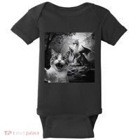 Funny Surprised Scared Cat Selfie With Dragon Baby Bodysuit thumb 0