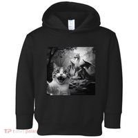 Funny Surprised Scared Cat Selfie With Dragon Toddler Hoodie thumb 0