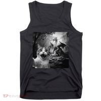 Funny Surprised Scared Cat Selfie With Dragon Tank Top thumb 0