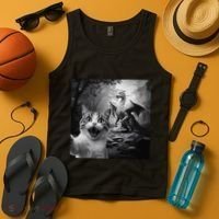Funny Surprised Scared Cat Selfie With Dragon Tank Top thumb 4