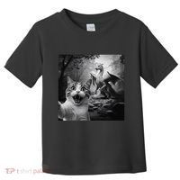 Funny Surprised Scared Cat Selfie With Dragon Toddler T-Shirt thumb 0