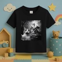 Funny Surprised Scared Cat Selfie With Dragon Toddler T-Shirt thumb 3