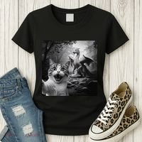 Funny Surprised Scared Cat Selfie With Dragon Women's T-Shirt thumb 3