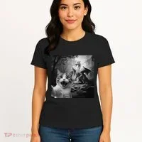 Funny Surprised Scared Cat Selfie With Dragon Women's T-Shirt thumb 4