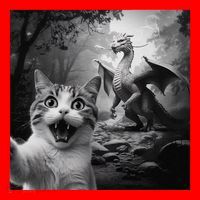 Funny Surprised Scared Cat Selfie With Dragon Santa Hat thumb 1