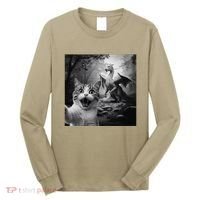 Funny Surprised Scared Cat Selfie With Dragon Long Sleeve Shirt thumb 0