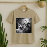 Funny Surprised Scared Cat Selfie With Dragon T-Shirt thumb 2