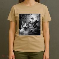 Funny Surprised Scared Cat Selfie With Dragon T-Shirt thumb 4
