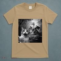 Funny Surprised Scared Cat Selfie With Dragon T-Shirt thumb 5
